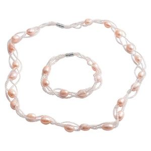 Freshwater Pink Pearl, Seed Bead Silvertone